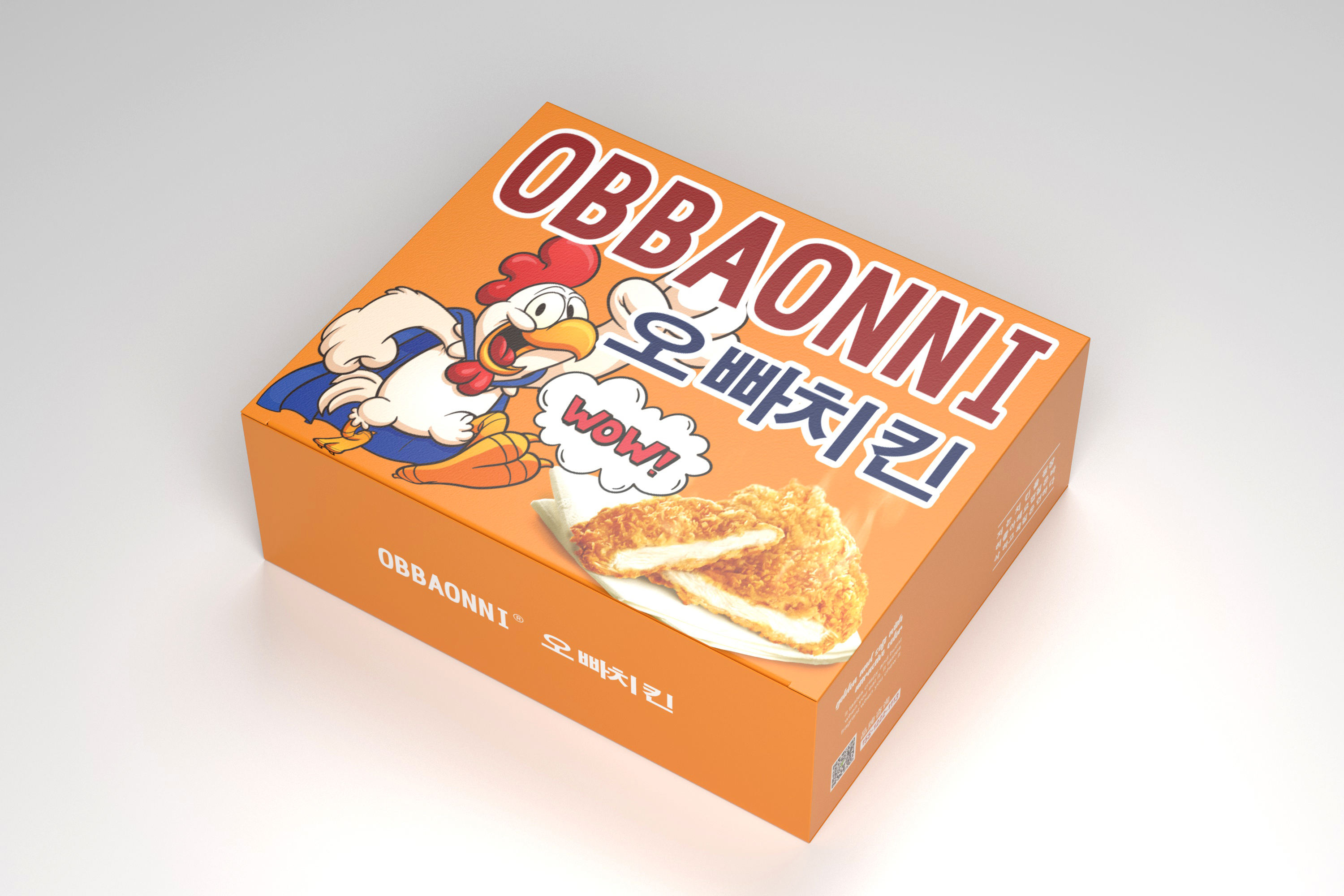 obbaonni炸鸡包装盒设计 飞特网 食品包装设计