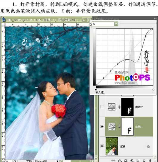 Photoshop调出婚片的稳重深蓝色 飞特网 PS照片处理教程