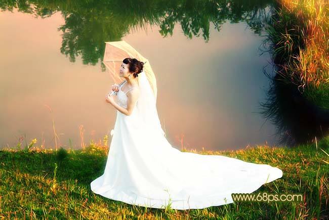 Photoshop打造晚霞中的美丽新娘 飞特网 PS照片处理教程