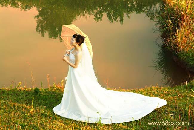 Photoshop打造晚霞中的美丽新娘 飞特网 PS照片处理教程