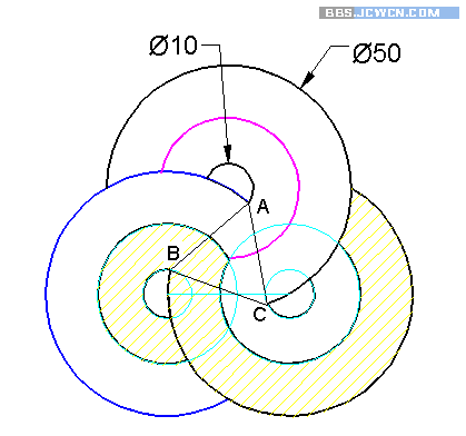 CAD三圆连环---之视频解答 飞特网 AutoCAD教程 ›