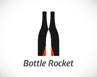 含有酒瓶和酒杯的标志设计欣赏 飞特网 标志设计