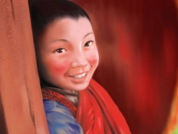 painter绘制可爱的藏族小男孩