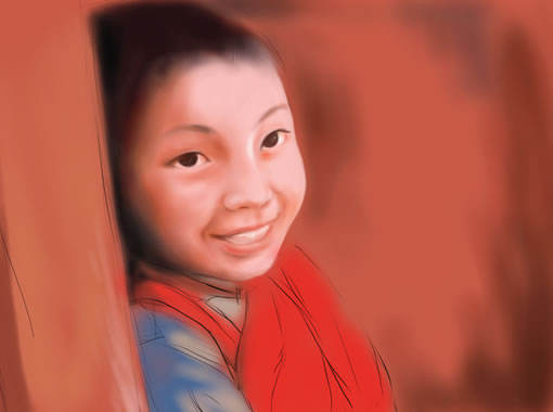 painter绘制可爱的藏族小男孩 飞特网 painter教程
