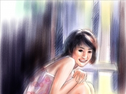 painter water color（水彩）绘制朦胧女孩