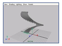 maya 7.0 创建场景物体-示例制作螺旋楼梯