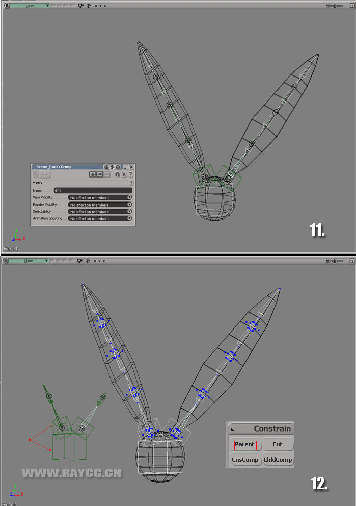 使用SOFTIMAGEXSI的create tail尾巴骨骼创建摇摆的兔子耳朵 飞特网 SOFTIMAGEXSI教程