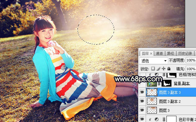 Photoshop给草地上的人物加上绚丽的秋季暖色调色教程(图文)