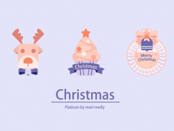 AI绘制卡通风格圣诞节图标
