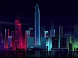 AI绘制时尚渐变城市夜景插画教程