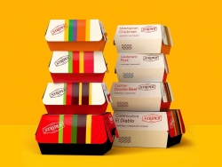 撞色风格汉堡包包装盒设计