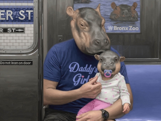 创意油画——与众不同的地铁乘客