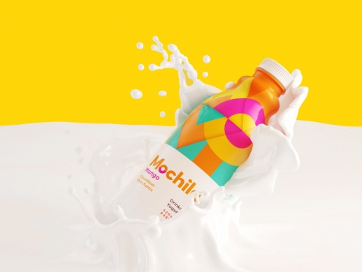 配色鲜艳亮丽的酸奶包装瓶设计