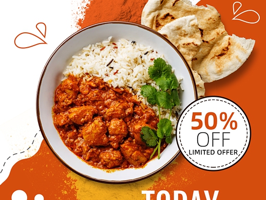 印度料理鸡肉饭海报广告宣传banner设计