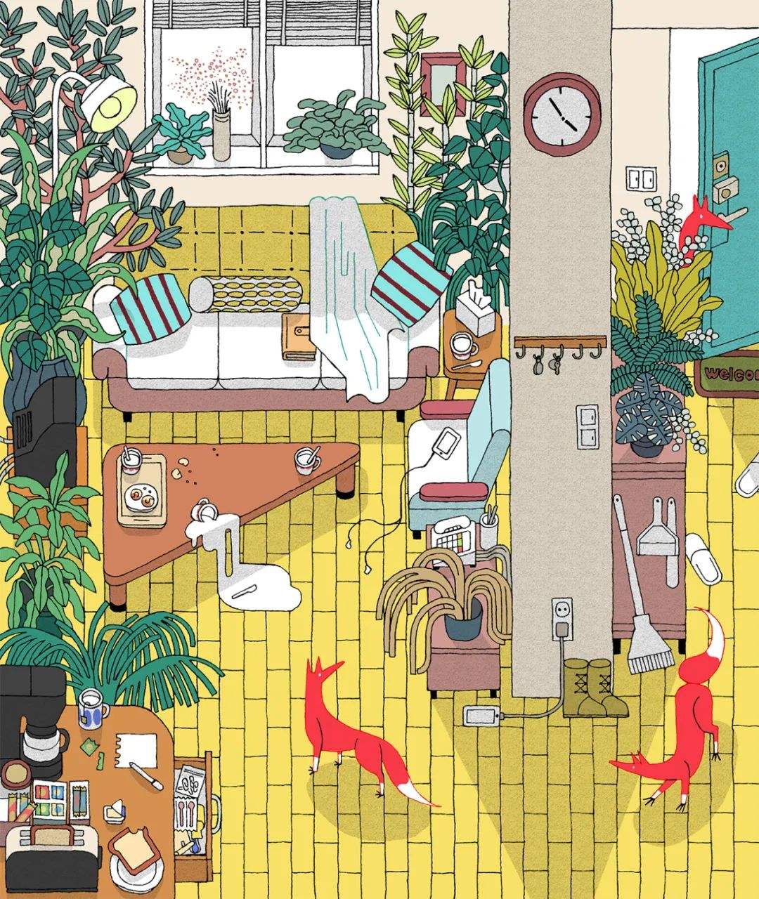 赏析 | Jisu Choi 的个性插画，色彩线条细节丰富 飞特网 插画设计