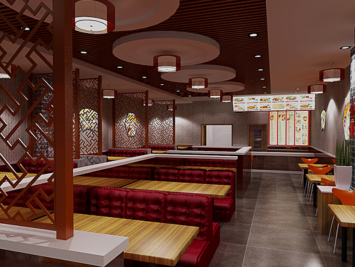 一个新中式快餐厅店面设计