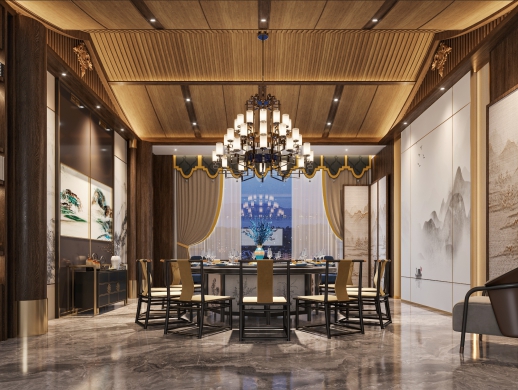 新中式风格中餐厅酒店设计